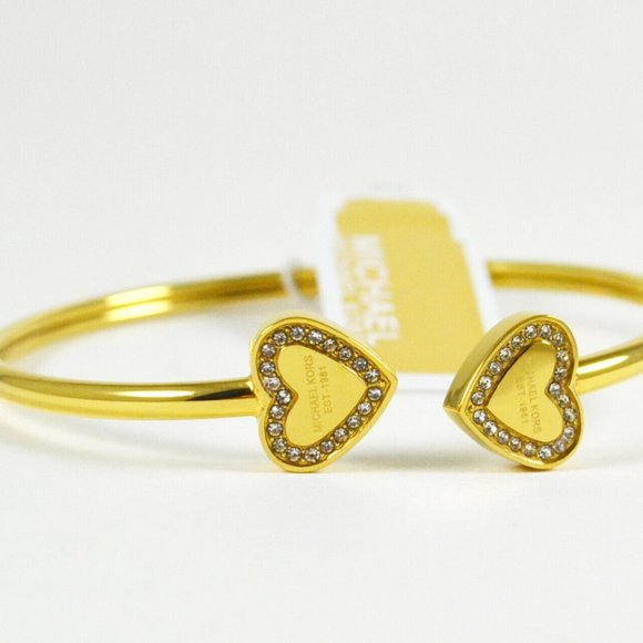 NEW Michael Kors Heart Pave Crystal Gold Bracelet - Picture 5 of 11